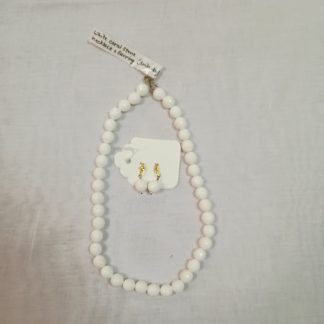 White Coral Stone Necklace and Earrings Set